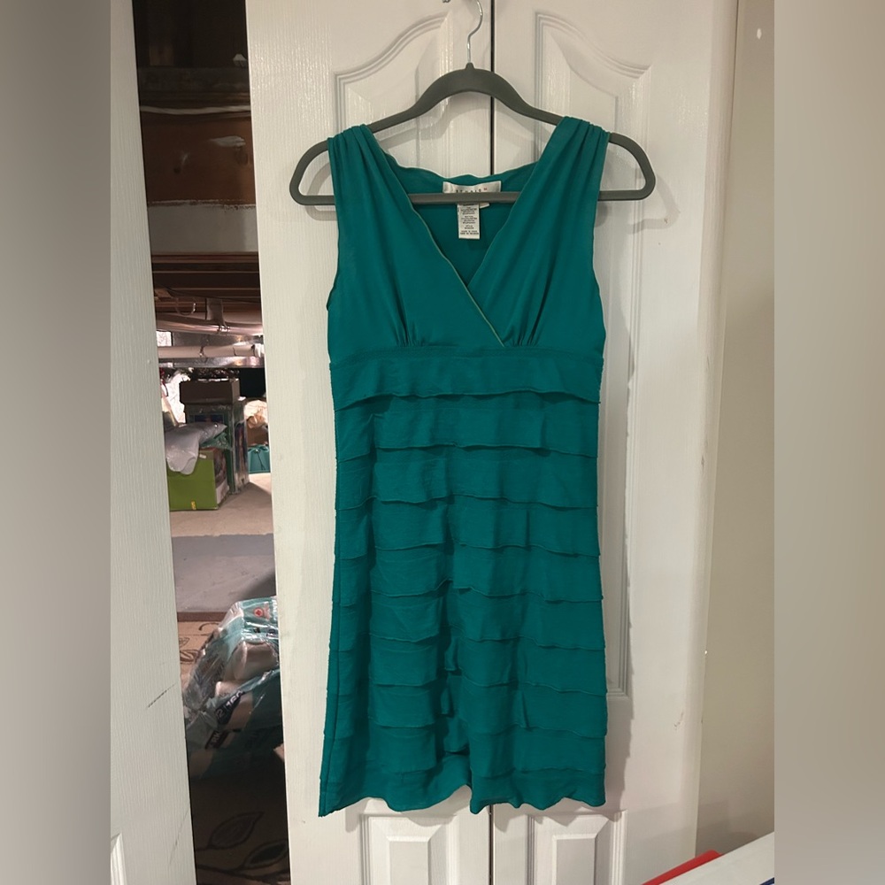 SOLD Studio M Green Pleated Tie Front Sundress